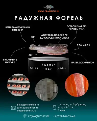 Фото объявления: ООО ЭРАМ - прямой импортер и поставщик форели в РФ, Москва