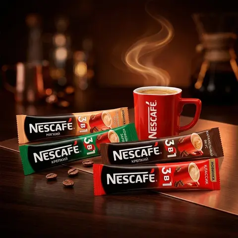 Фото объявления: В наличии растворимый кофе "NESCAFE" 3в1 в ассортименте.